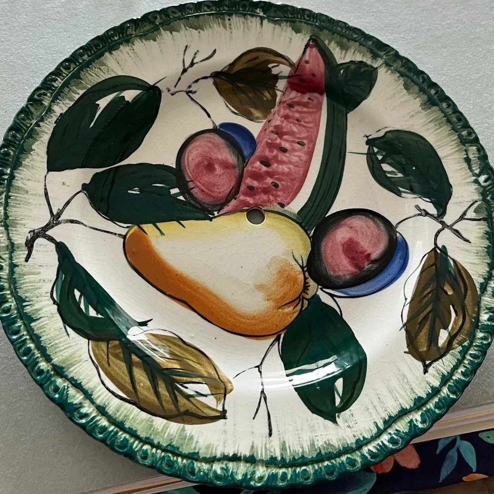 ANTIQUE CERAMIC 2 PIECE HANDMADE SERVING DISH FROM THE 1970’S - Picture 9 of 13